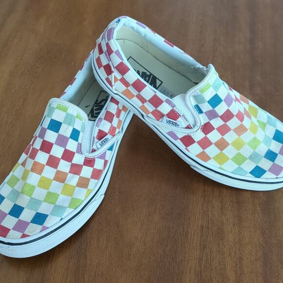 Kids Classic Slip-On Checkerboard Shoe rainbow M6 W7.5 - Picture 2 of 7